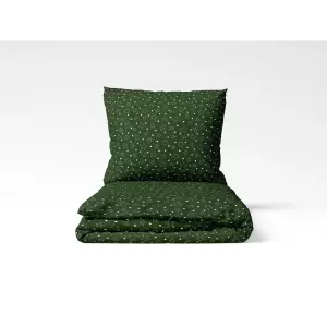 Vánoční bavlněné povlečení Bílé hvězdy na zelené 140x200 70x90