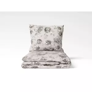 Bavlněné povlečení Velké šedé květy 140x200+70x90