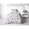 Bavlněné povlečení Šedé listy na bílé 140x200+70x90