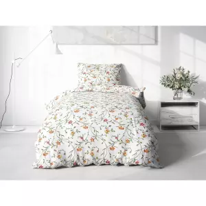 Bavlněné povlečení Popínavé květy na bílé 140x200+70x90