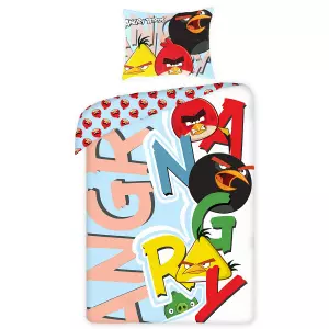 Bavlněné povlečení Angry Birds písmena 140x200+70x80
