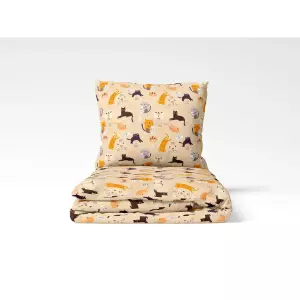 Dětské bavlněné povlečení Kočičky na béžové 140x200+70x90