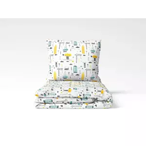 Dětské bavlněné povlečení Staveniště 140x200+70x90