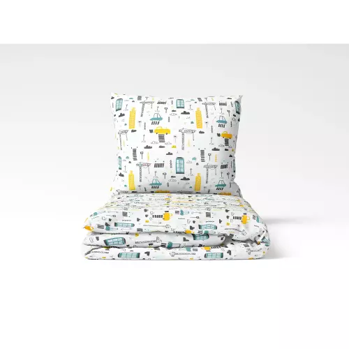 Dětské bavlněné povlečení Staveniště 140x200+70x90