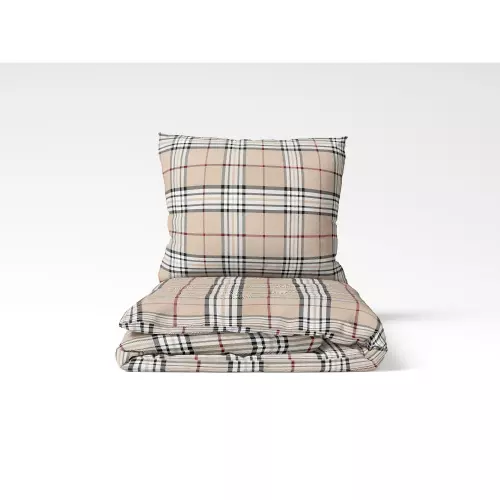 Flanelové povlečení Béžové káro 140x200+70x90